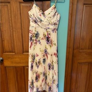 White House Black Market Cream Ruched High Low Sundress